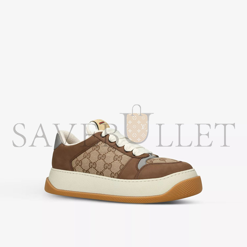 GUCCI DOUBLE SCREENER WOVEN AND SUEDE LOW-TOP TRAINERS 570443